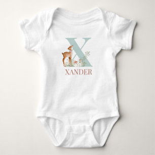 Personalised Name Initial Letter X Baby Bodysuit