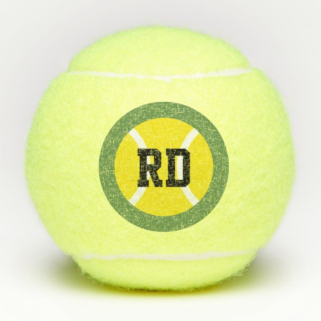 Personalised name initial monogram letter yellow tennis balls (Front)