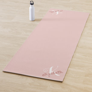 Personalised Name Initial Pink Monogram Yoga Mat
