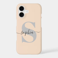 Personalised Name, Initial-Script, Linen/Silver