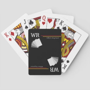 personalised name initials black playing cards