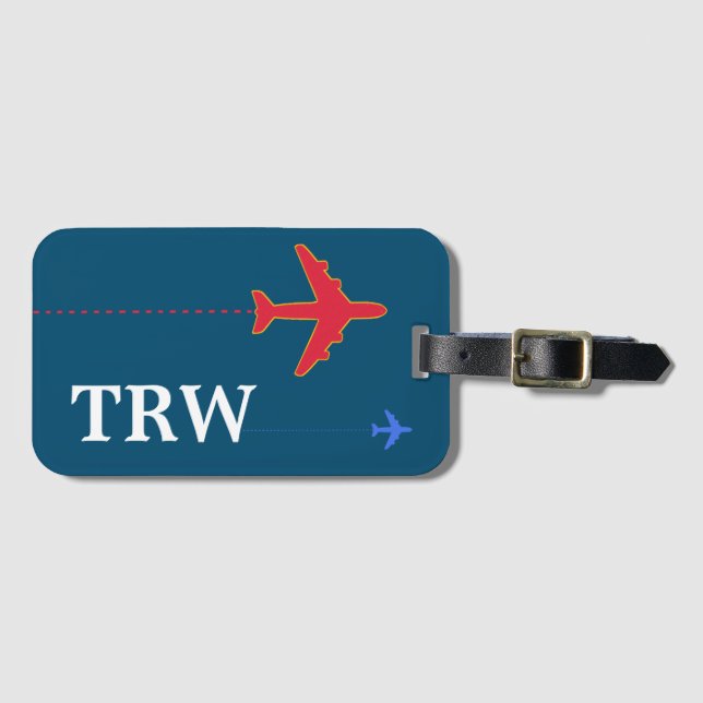 personalised name-initials fly luggage tag (Front Horizontal)