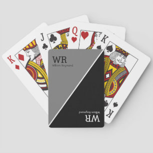 personalised name initials half-grey half-black playing cards