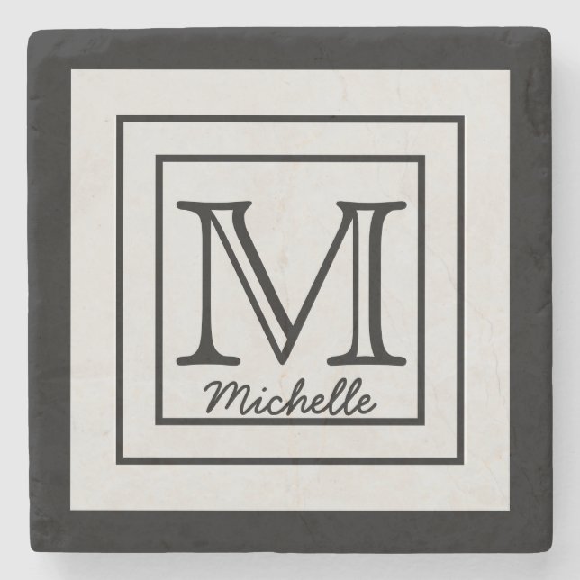Personalised Name Initials Stone Coaster (Front)