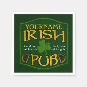 Personalised Name Irish Pub Paper Napkins