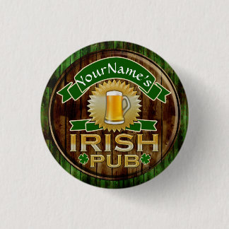 Personalised Name Irish Pub Sign St. Patrick's Day 3 Cm Round Badge