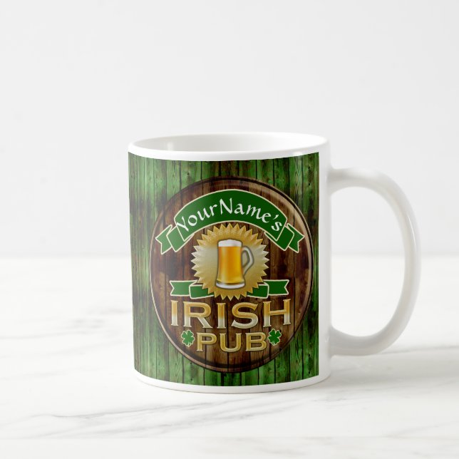 Personalised Name Irish Pub Sign St. Patrick's Day Coffee Mug (Right)