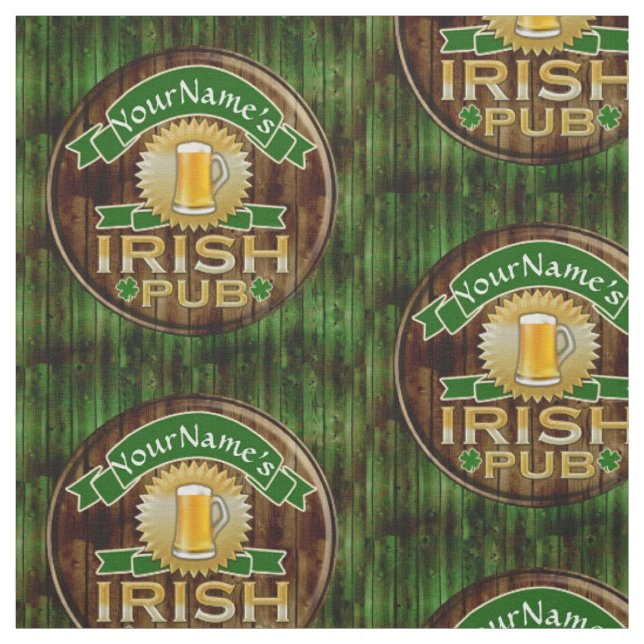 Personalised Name Irish Pub Sign St. Patrick's Day Fabric (Swatch)