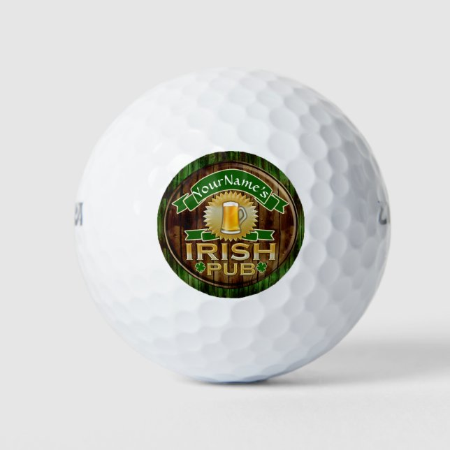 Personalised Name Irish Pub Sign St. Patrick's Day Golf Balls (Front)