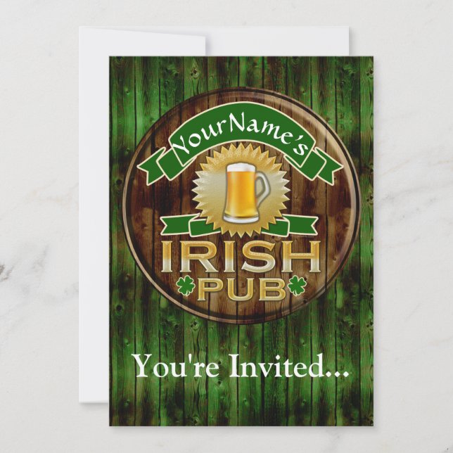 Personalised Name Irish Pub Sign St. Patrick's Day Invitation (Front)
