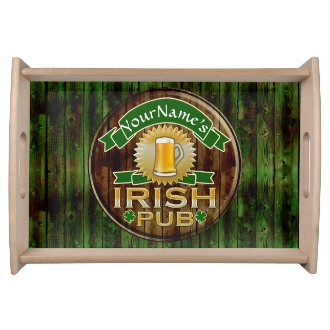 Personalised Name Irish Pub Sign St. Patrick's Day Serving Tray (Front)