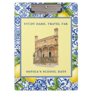 Personalised Name Italian Aesthetic Sicilian Lemon Clipboard