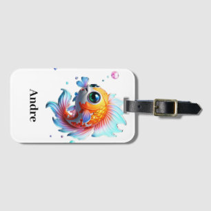 Personalised Name Japanese Koi Fish Luggage Tag