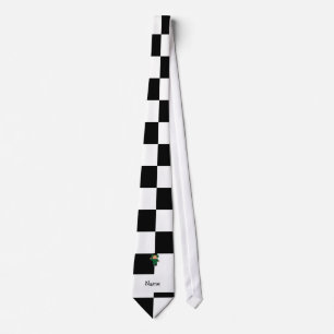 Personalised name jet pilot black white chequered tie
