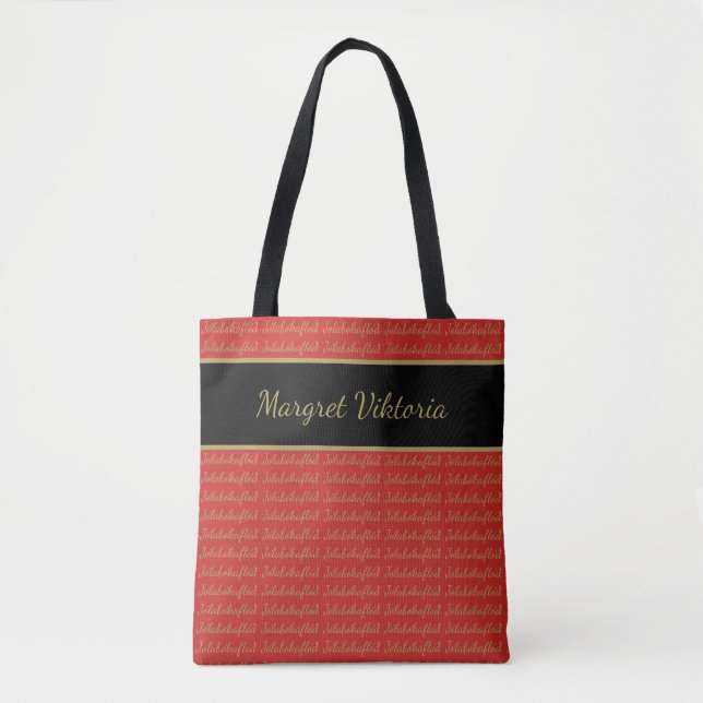Personalised Name Jólabókaflóð Red Book Flood Tote Bag (Front)