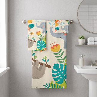 Personalised Name Jungle Fun Bath Towel Set