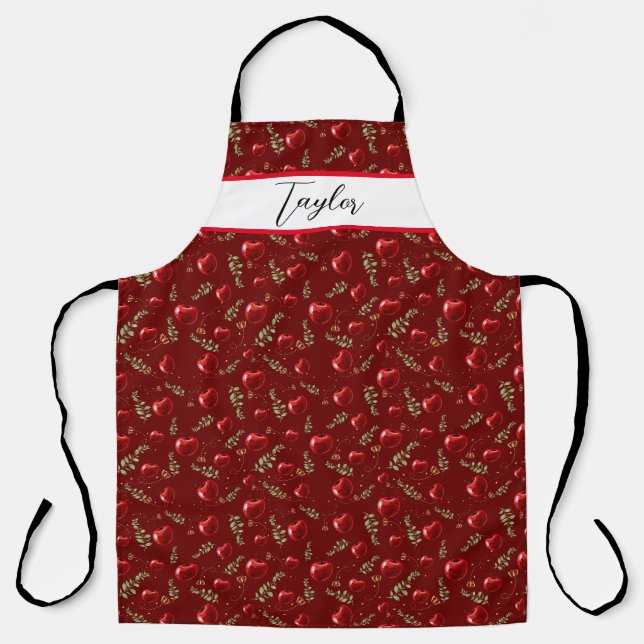 Personalised Name Just Cherries Pattern Apron (Front)