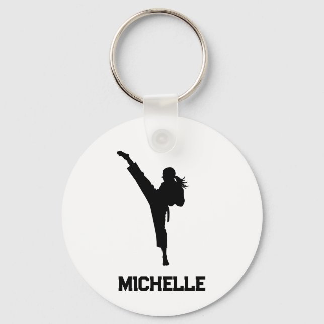 Personalised Name Karate / Taekwondo / judo Key Ring (Front)