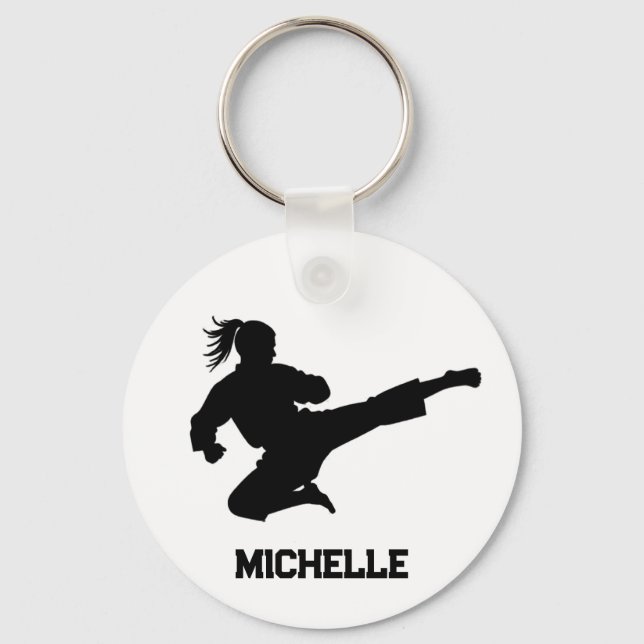 Personalised Name Karate / Taekwondo / judo Key Ring (Front)