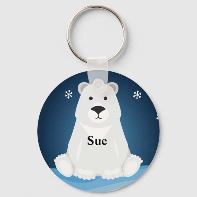 personalised name keychain with polar bear (Front)
