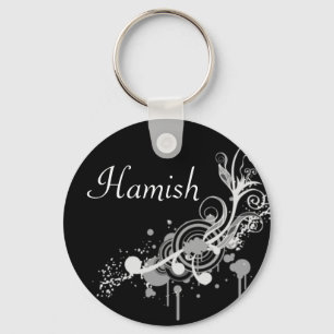 Personalised Name Keyring - Black Pattern