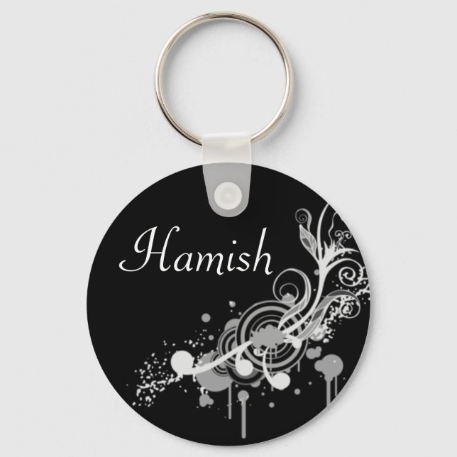 Personalised Name Keyring - Black Pattern (Front)