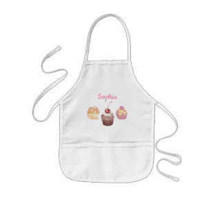 Personalised Name Kids Cupcake Baking Little Chef Apron