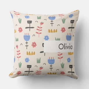 Personalised Name Kids Cute Pattern Cushion