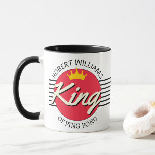 Personalised Name King Of Ping pong Red Circle Mug