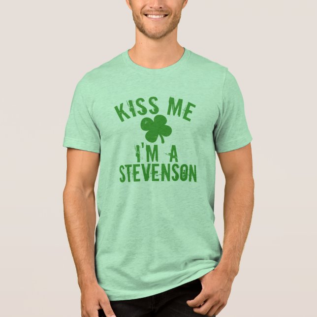 Personalised Name Kiss Me St Patrick's Day Women's Tri-Blend Shirt (Front)