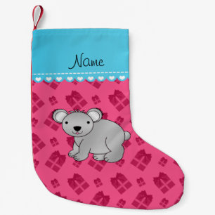 Personalised name koala pink presents small christmas stocking