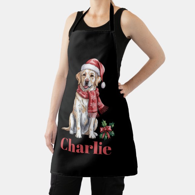 Personalised Name Labrador Retriever Christmas Apron (Insitu)