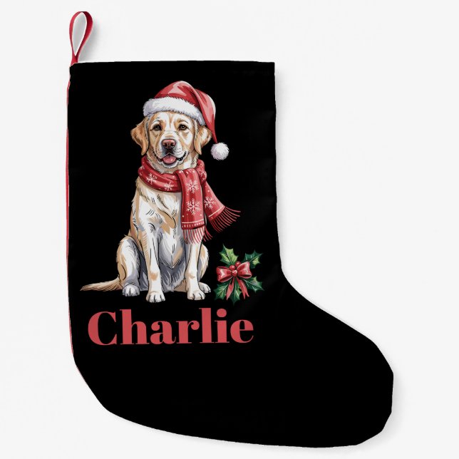 Personalised Name Labrador Retriever Christmas Small Christmas Stocking (Front)