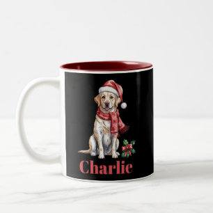 Personalised Name Labrador Retriever Christmas Two-Tone Coffee Mug