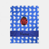 Personalised name ladybug blue snowflakes trees