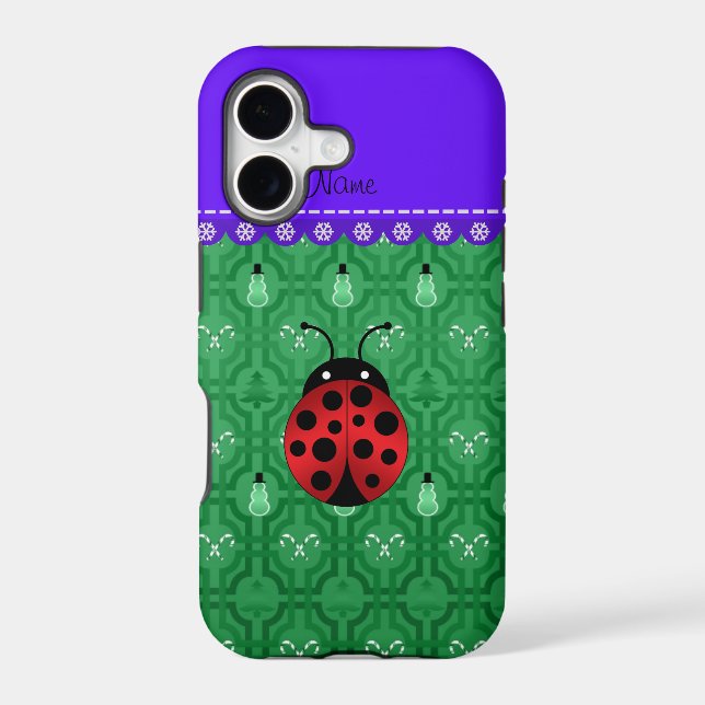 Personalised name ladybug green snowmen (Back)