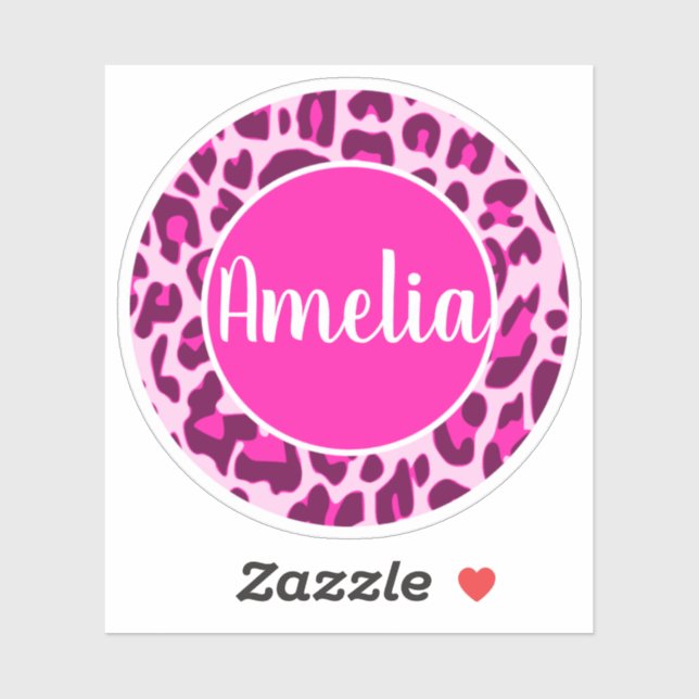 Personalised Name Leopard Animal Print Bright Pink (Sheet)