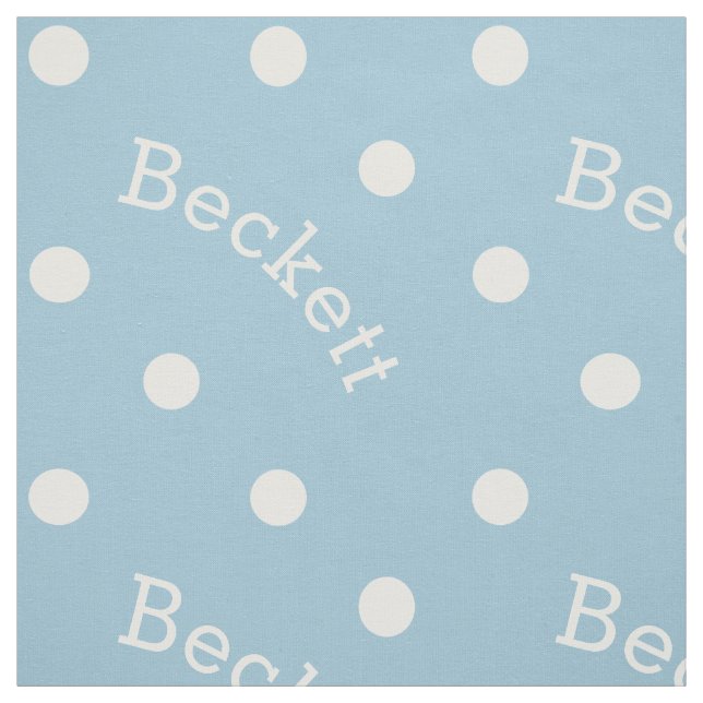 Personalised Name Light Baby Blue Polka Dot Fabric (Swatch)