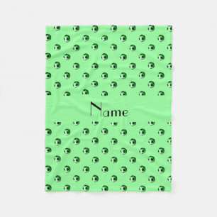 Personalised name light green soccer balls fleece blanket