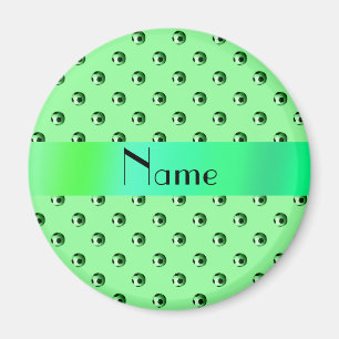 Personalised name light green soccer balls magnet