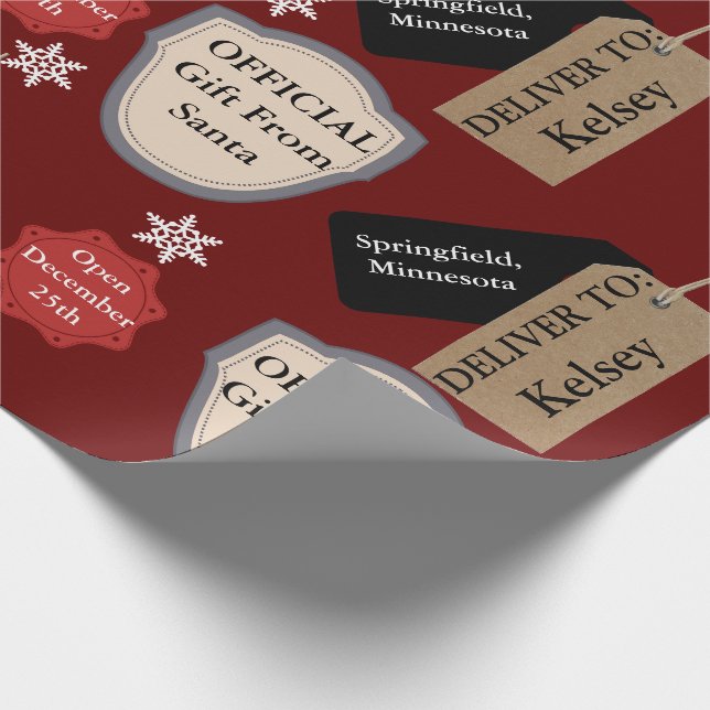 Personalised Name & Location Official Santa Wrapping Paper (Corner)