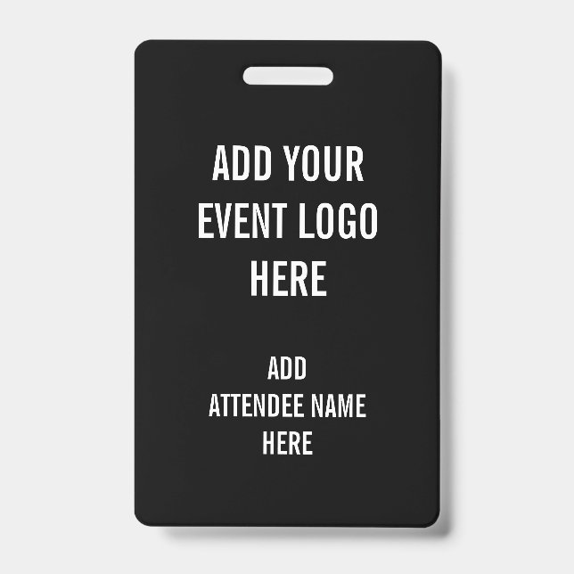 Personalised Name Logo Black White Event ID Badge (Front)