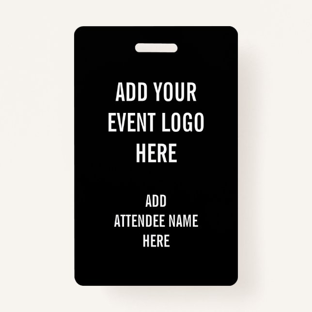 Personalised Name Logo Black White Event ID Badge (Front)