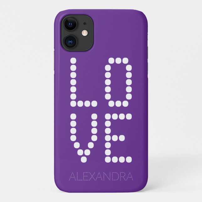 Personalised Name & Love Smart Font On Purple Case-Mate iPhone Case (Back)