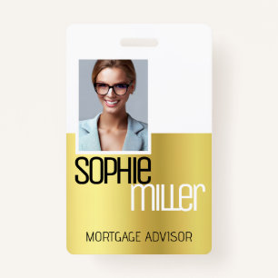 Personalised Name Luxury Golden Ombre Stylish ID Badge