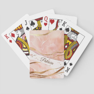 Personalised Name Luxury Marble Rose Playing Cards