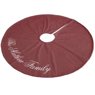 Personalised Name Luxury Red Velvet Look Fleece Tree Skirt