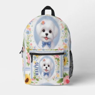 Personalised Name Maltese Puppy, Maltese Serenity Printed Backpack