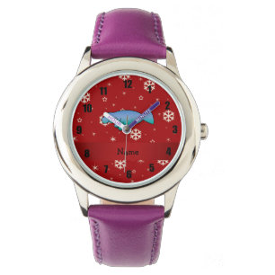 Personalised name manatee red snowflakes watch