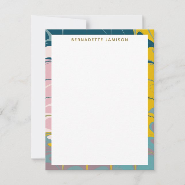 Personalised Name Marble Border Stationery Lover Card (Front)